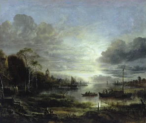 Landschap bij maanlicht